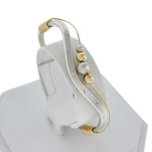 Estate Southwest Sterling Silver Two Toned Ball Bead Wavy Cuff Bracelet 5.5"